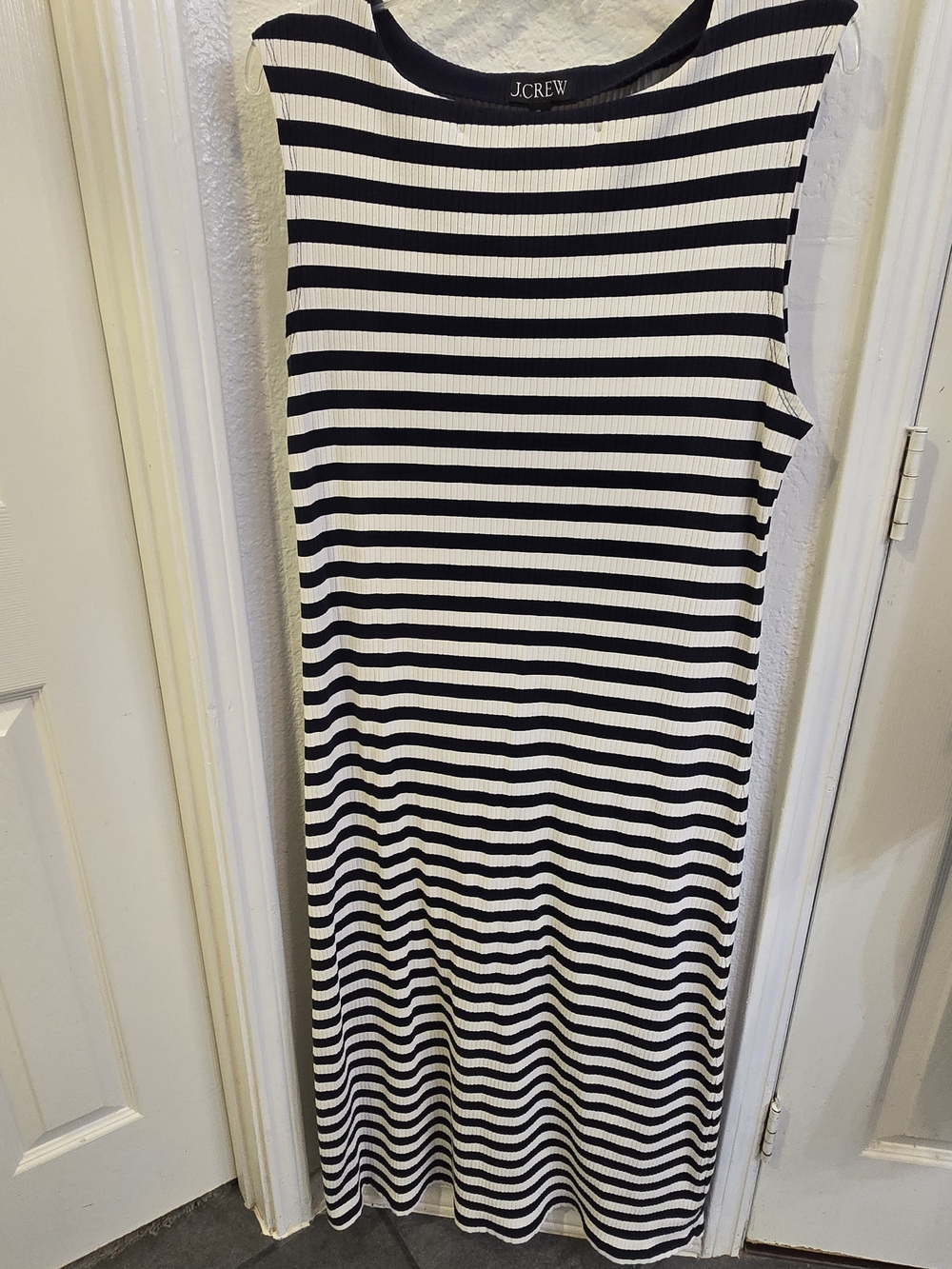 J. CREW Cream And Navy Midi Dress